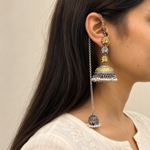 "Flora" Look Alike Dual Tone Oxidized Earring