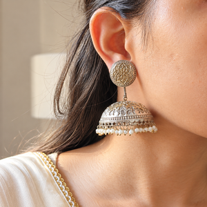 "Mahi"Silver Look Alike Dual Tone Earrings
