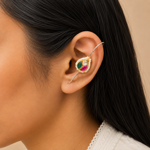 Spark Silver Arrow Kundan Ear Cuff