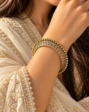 "Livia"Silver Look Alike Dual Tone Kada