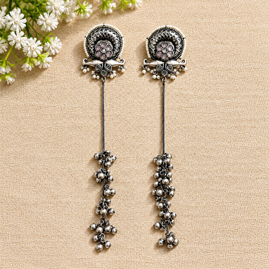 "Sumi" Silver Look Alike Stone Earrings
