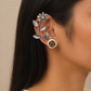 "Moonlit" Silver Look Alike Kundan Studded Earcuffs