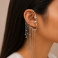 Rophy Oxidized Earcuff With Drop Chain