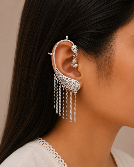 "Starlit" Silver Look Alike Oxidized Earcuff