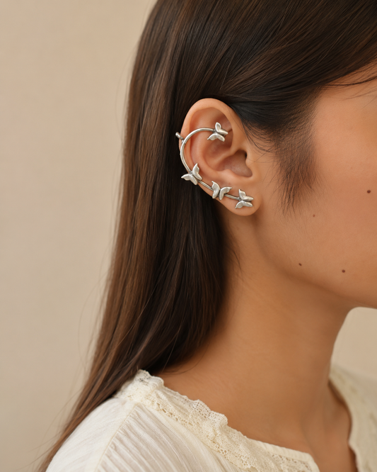“Titlis” Butterfly Silver Look Alike Earcuff for Navratri