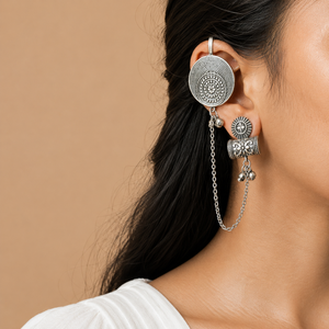 "Zephyra"Silver Look Alike Oxidized Earcuff