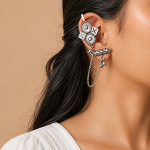 "Evara"Silver Look Alike Oxidized Earcuff