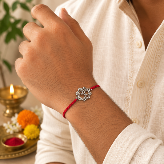 "Omm" Silver Look Alike Rakhi