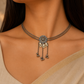 "Paro" Silver Look Alike Oxidized Necklace