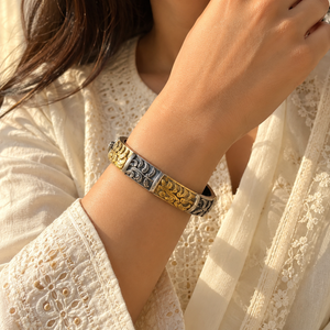 "Iyla"Silver Look Alike Dual Tone Kada