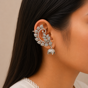 "Leafline" Silver Look Alike Oxidized Earcuff