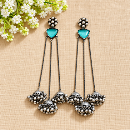 "Wriha" Silver Look Alike Stone Earrings