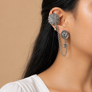 "Virelle"Silver Look Alike Oxidized Earcuff