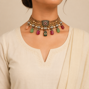 Radiance Dual Tone Choker With Stone