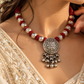 "Maher"Silver Look Alike Oxidized Necklace