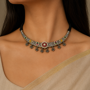 Snuggles Traditional Oxidised Choker Necklace