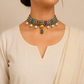 Navratna Silver Plated Choker for Women - Traditional Ethnic Jewellery