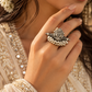 "Maa" Oxidised Long Ring With Stone