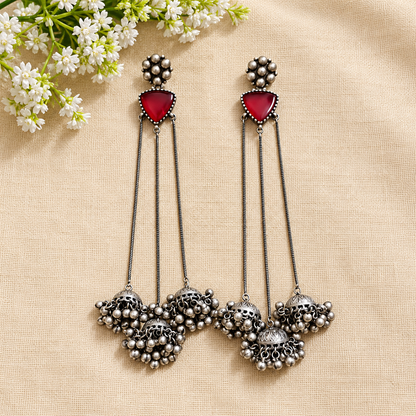 "Wriha" Silver Look Alike Stone Earrings