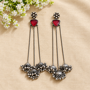 "Wriha" Silver Look Alike Stone Earrings