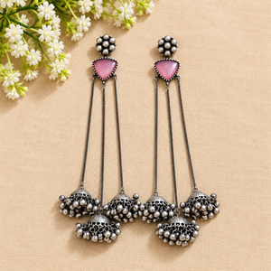 "Wriha" Silver Look Alike Stone Earrings