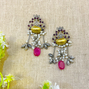 "Poppy" Silver Look Alike Oxidized Earrings