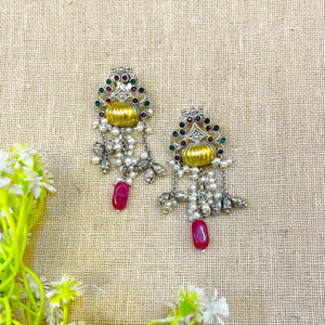 "Poppy" Silver Look Alike Oxidized Earrings