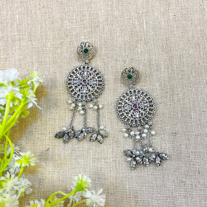 "Jasmine" Silver Look Alike Oxidized Earrings