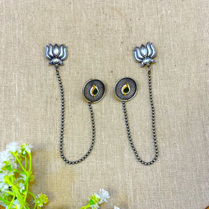 "Ocean" Silver Look Alike Kundan Layered Earcuff