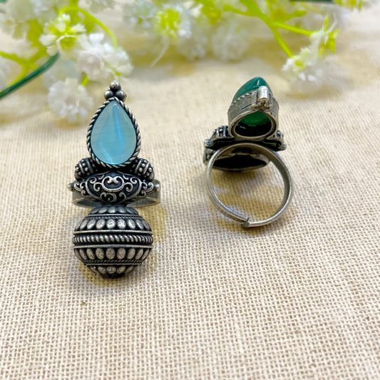 "Blaze" Silver Look Alike Oxidized Ring