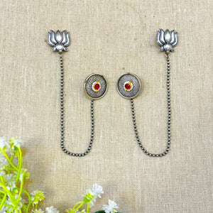 "Ocean" Silver Look Alike Kundan Layered Earcuff