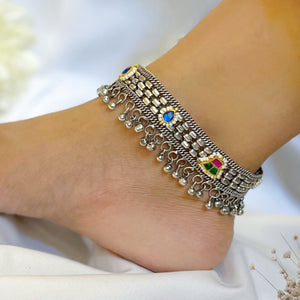 "Sitaara" Silver Look Alike Kundan Payal