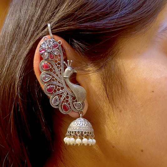 "Peaful" Silver Look Alike Oxidised Earcuff