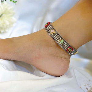 " Chamak " Silver Look Alike Kundan Payal