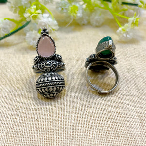 "Blaze" Silver Look Alike Oxidized Ring