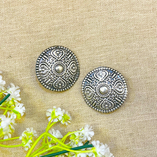 " Wide " Silver Look Alike Oxidized Earrings