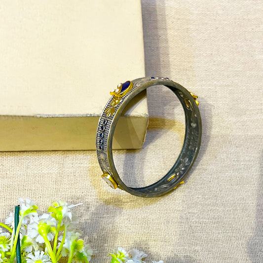 "Blaze"Silver Look Alike Kundan Kada Bangles