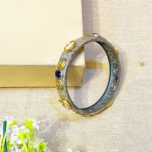 "Dawn"Silver Look Alike Kundan Kada Bangles