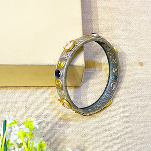 "Dawn"Silver Look Alike Kundan Kada Bangles