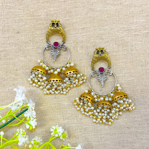 "Daisy" Silver Look Alike Dual Tone Earrings