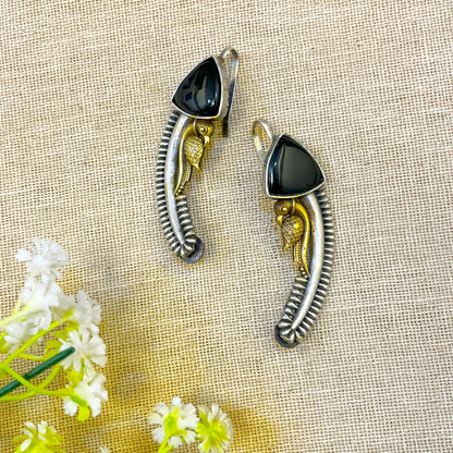 black oxidised ear cuff earrings
