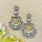 " Moonvile" Silver Look Alike Dual Tone Earrings
