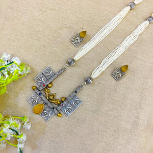 " Mekong " Silver Look Alike Oxidized Necklace