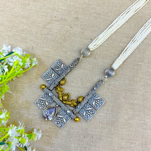 " Mekong " Silver Look Alike Oxidized Necklace