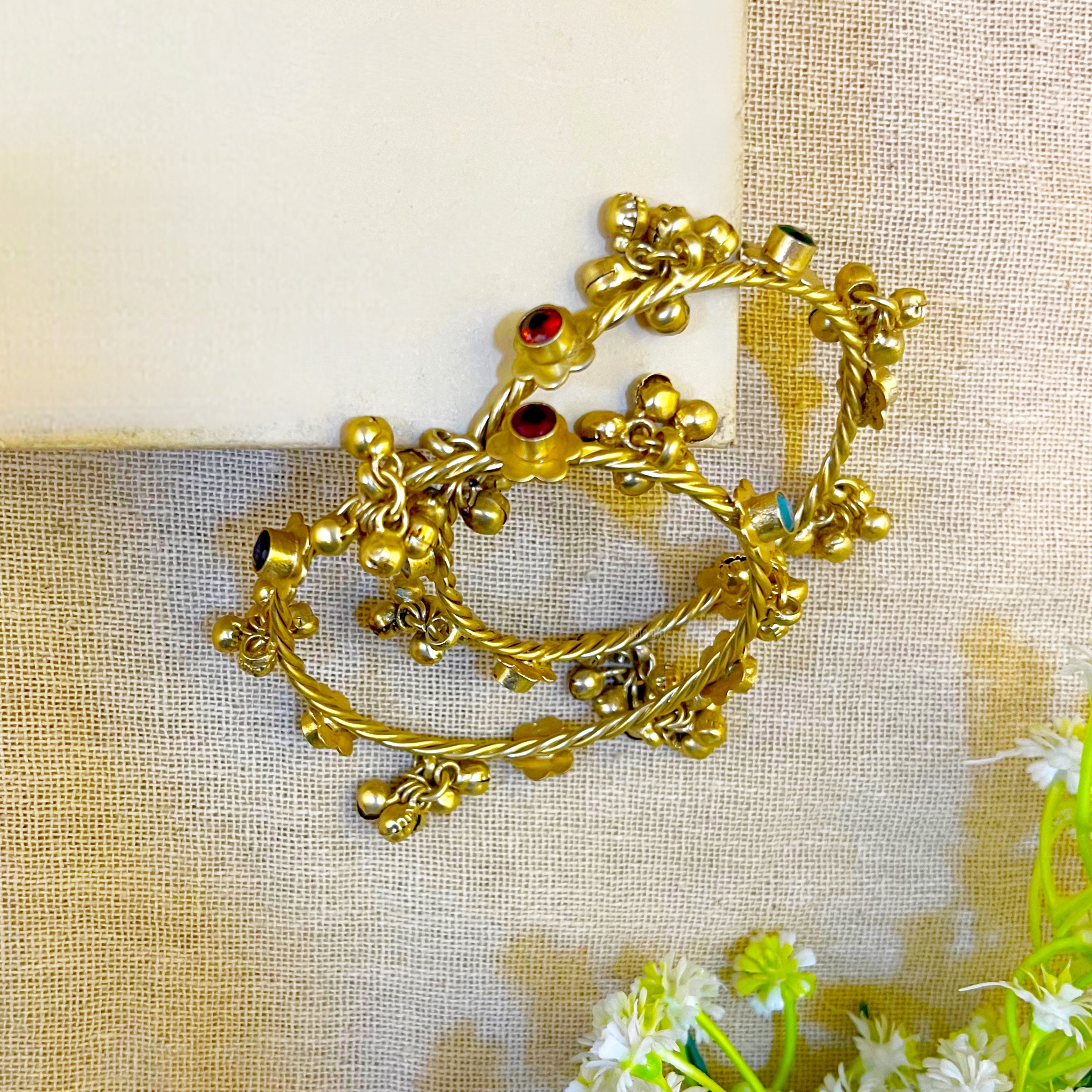 Azalea Golden Ghungroo Bangles for Women | Traditional Bangles