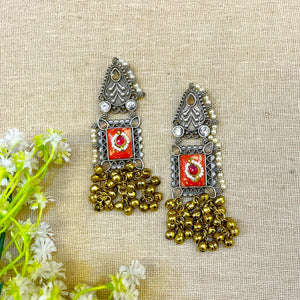 " Birch " Silver Look Alike Oxidized Earrings