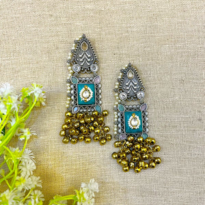 " Birch " Silver Look Alike Oxidized Earrings