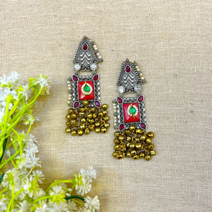 " Birch " Silver Look Alike Oxidized Earrings