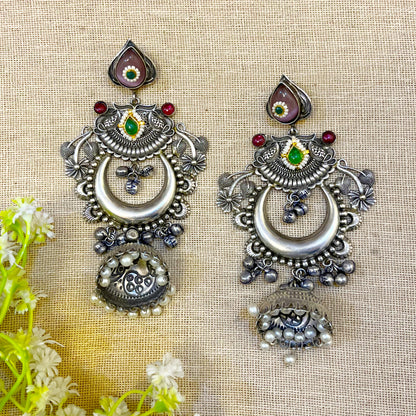 antique silver jhumkas