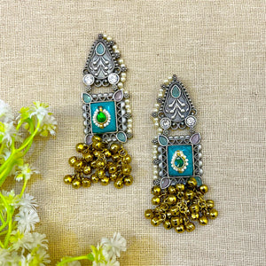 " Birch " Silver Look Alike Oxidized Earrings